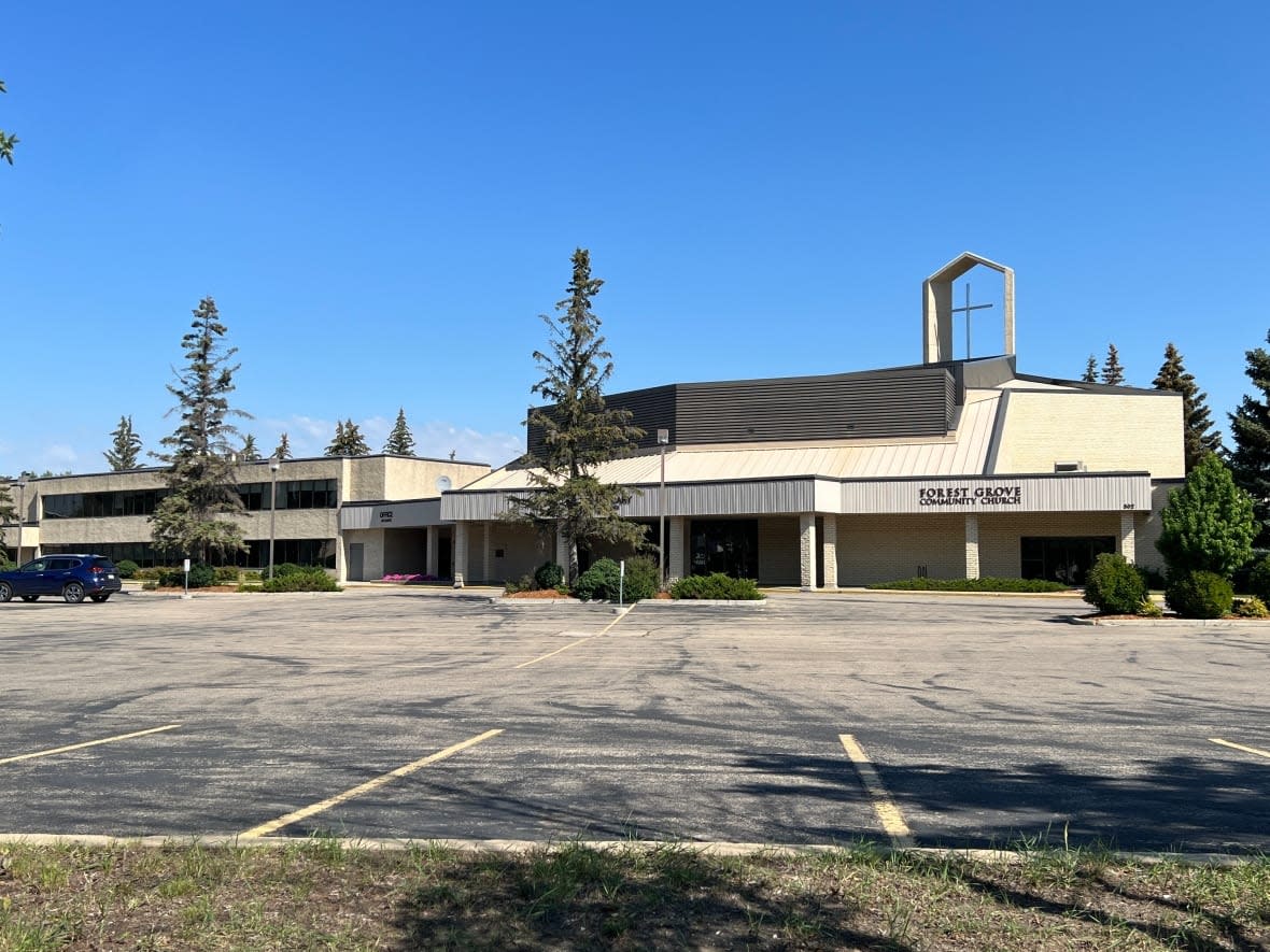 Saskatoon's Grace Christian School was renting space inside Forest Grove Community Church, but Forest Grove officials announced Monday that they were terminating the school's lease, effective Sept. 1. Grace Christian is one of three schools with staff implicated in widespread abuse allegations. (Don Somers/CBC - image credit)