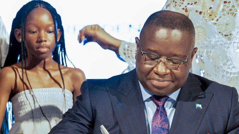 President Julius Maada Bio signs the Child Marriage Ban Bill