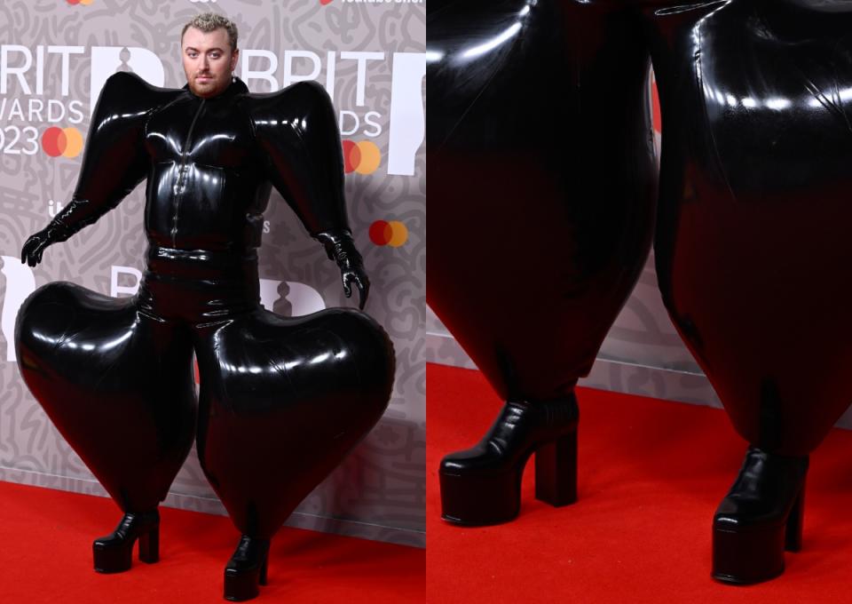 sam smith, sam smith brit awards 2023 outfit, sam smith platform boots, platform boots