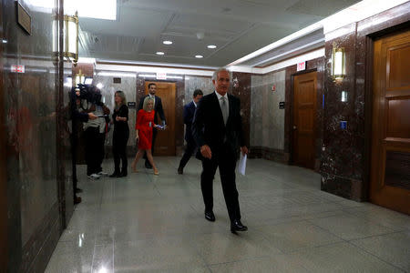 Sen. Bob Corker (R-TN) walks away after speaking with reporters after announcing his retirement at the conclusion of his term on Capitol Hill in Washington, U.S., September 26, 2017. REUTERS/Aaron P. Bernstein