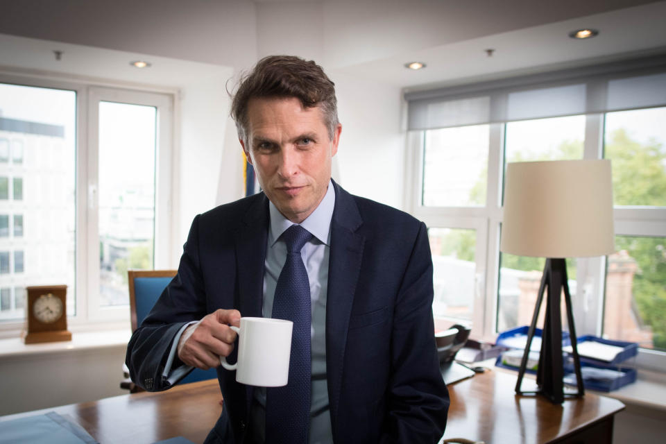 Secretary of State for Education Gavin Williamson in his office at the Department of Education in Westminster, London, following the announcement that A-level and GCSE results in England will now be based on teachers' assessments of their students, unless the grades produced by the controversial algorithm are higher.