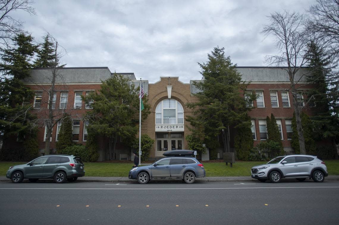 The old district office is seen on Dupont Street in Bellingham. The 1908 building first served as Roeder Elementary School.