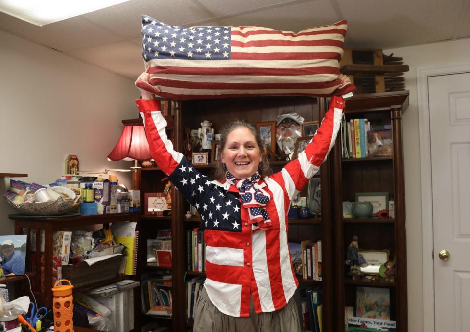 Robin Hayes is a staunch Republican and Trump supporter now running for the Delaware state legislature. She presently runs a small business as a nutritionist in Dover but when campaigning she is known as the “Flag Lady” due to her different types of flag inspired apparel..
