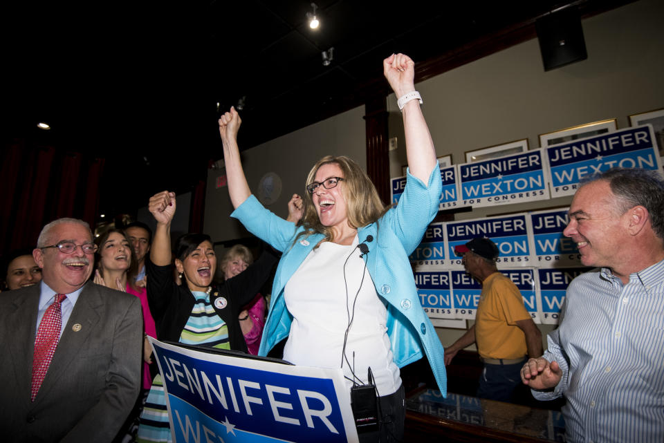 State Sen. Jennifer Wexton at her primary election night party in Sterling, Va., in June. (Photo: Bill Clark/CQ Roll Call via Getty Images)