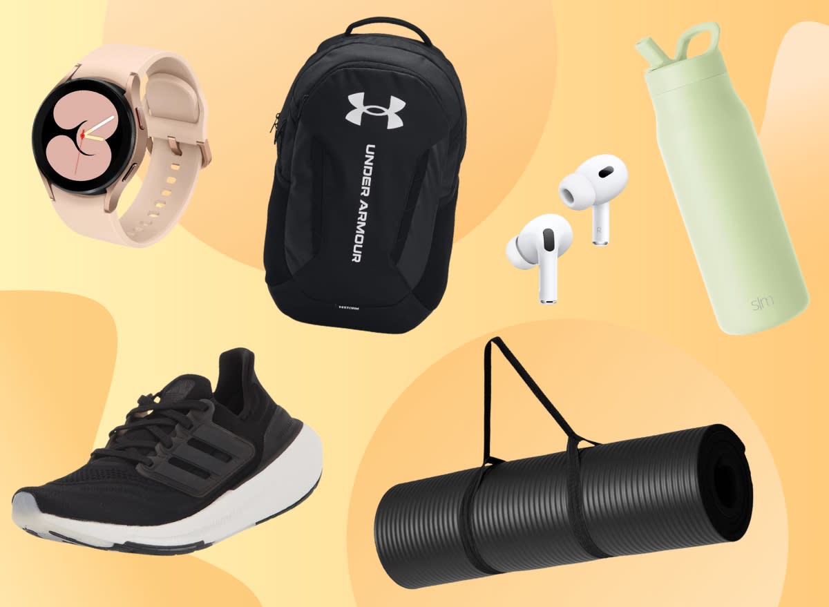 Collage d'équipements, de vêtements et d'équipements de fitness Amazon Prime Day