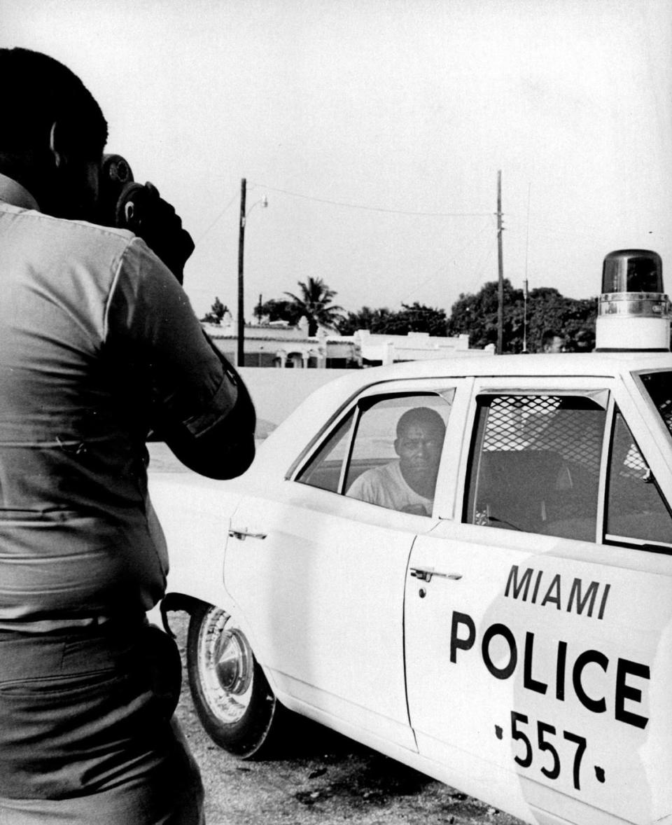 In the 1960s through the mid-1980s, Miami police cars were plain white with green letters.