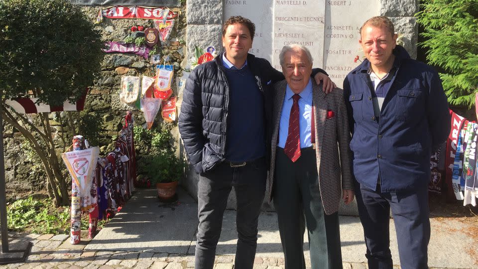 Motto at the Superga monument alongside Pennino (left). - Courtesy Roberto Pennino