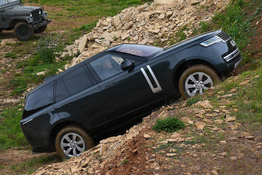 Range Rover climbing steep angle