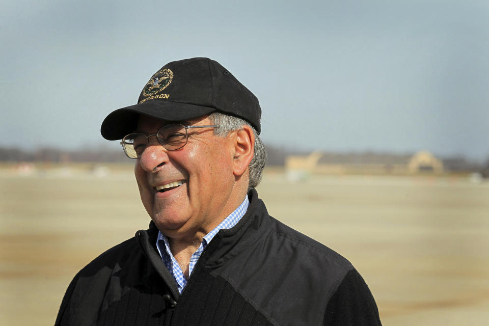 Secretary of Defense Leon Panetta prepares to depart for a trip to Central Asia on March 12, 2012, at Andrews Air Force Base, Md. Panetta spoke to reporter on the flight regarding the American soldier who is accused of killing 16 Afghan civilians, most of them children, and then burning many of the bodies, on Sunday in southern Kandahar province. (AP Photo/Scott Olson, Pool)