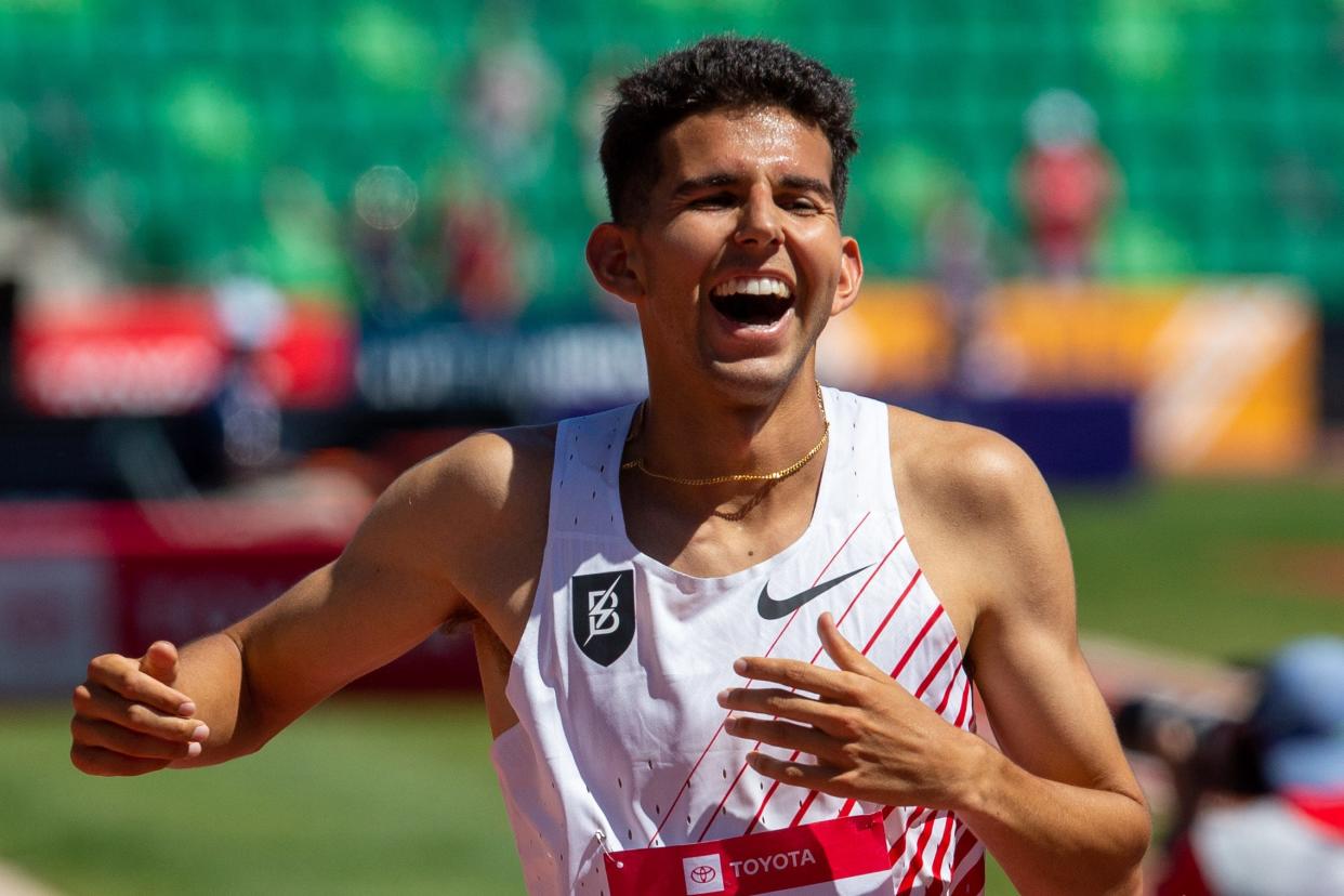 Grant Fisher won the 5,000 meters in 13:03.86 on day four of the 2022 USA Track and Field Championships 2022 at Hayward Field in Eugene on Sunday, June 26, 2022.