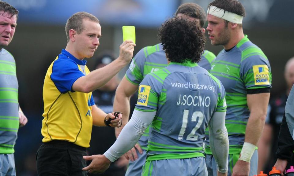 Juan Pablo Socino is shown a yellow card.