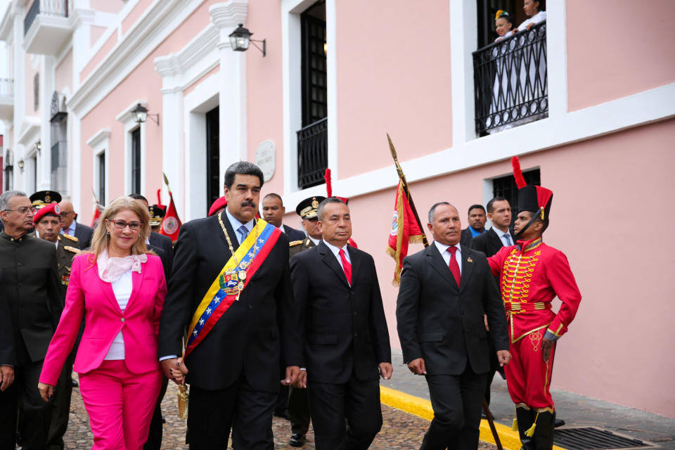 Según Maduro, Venezuela está en el centro de una lucha en la que Washington buscar apropiarse de petróleo y el oro del país, usando como “tí­tere”a Guaidó. (Foto: Miraflores Palace/Handout via REUTERS)