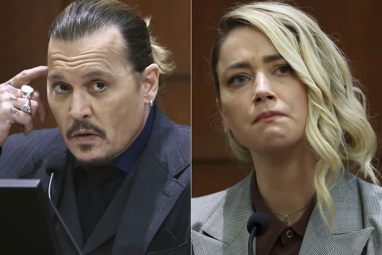 Johnny Depp y Amber durante el juicio (AP Foto, Archivo)