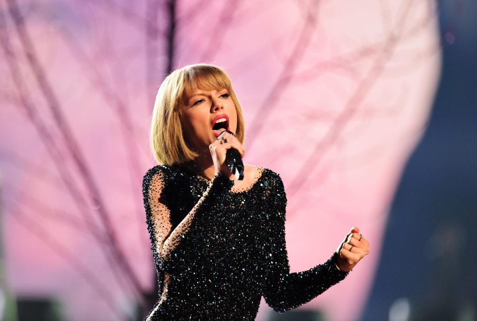 Taylor Swift performs on stage during the 58th annual Grammy Awards in Los Angeles in 2016.