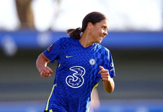 Chelsea’s Sam Kerr celebrates scoring