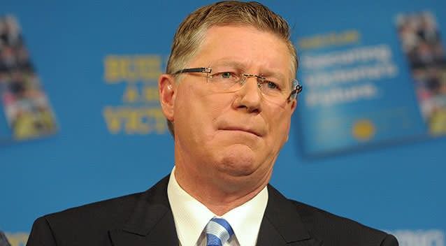 Outgoing Premier Denis Napthine congratulates Daniel Andrews on Labor's election win. Photo: AAP