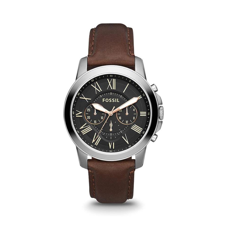 Grant Quartz Stainless Steel and Leather Chronograph Watch