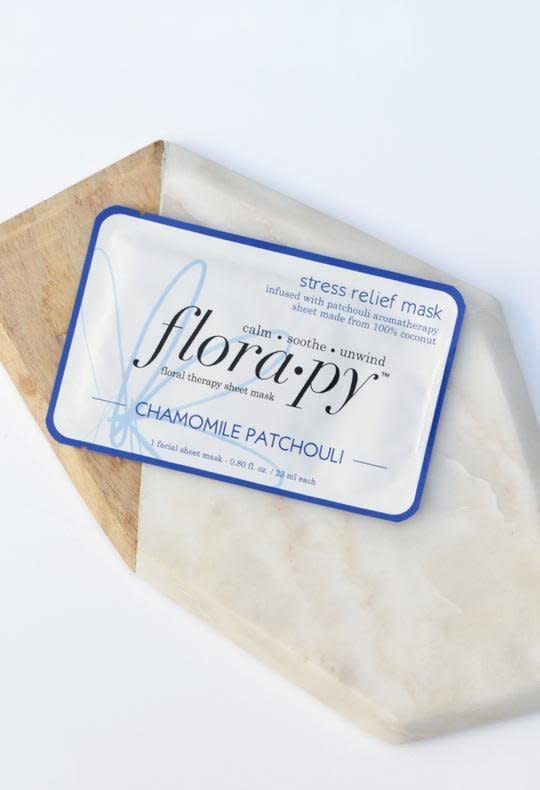 There's no time like a long weekend to de-stress both your skin and your mind. This mask by Florapy combines the moisturizing benefits of chamomile and the aromatherapy benefits of patchouli to soothe your senses and your skin.&nbsp;<br /><br /><strong><a href="https://florapybeauty.com/products/chamomile-patchouli-stress-relief-mask?variant=22604832003" target="_blank" rel="noopener noreferrer">Florapy Stress Relief Sheet Mask</a>, $8</strong>