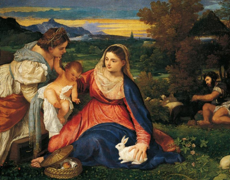 En "La Virgen del Conejo" (1520-30) de Tiziano, un conejito simboliza la castidad.