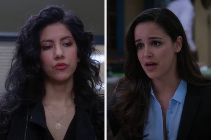 <div><p>"Having two wildly different Latina women being main characters in a big-time show was a big freakin’ deal. And they weren’t housekeepers or trophy wives. They had brains and abilities. And even though the show was awesome about incorporating so many cultures with their main characters so effortlessly, having them both made me so proud."</p><p>–<a href="https://www.buzzfeed.com/brendaz48dcc44e2" rel="nofollow noopener" target="_blank" data-ylk="slk:brendaz48dcc44e2;elm:context_link;itc:0;sec:content-canvas" class="link ">brendaz48dcc44e2</a></p><p>"As a nerdy know-it-all, Amy made me feel so at home. I had never really identified with any other Latina character. They were all sexy and loud. But Amy was this book-smart dork who loved to organize stuff and was a great leader. She’s been my favorite since the beginning."</p><p>–<a href="https://www.buzzfeed.com/doinfthings" rel="nofollow noopener" target="_blank" data-ylk="slk:Doin' Things!;elm:context_link;itc:0;sec:content-canvas" class="link ">Doin' Things!</a></p><p>"Rosa’s arc made me come to terms with my own sexuality. I felt very seen."</p><p>–<a href="https://www.buzzfeed.com/samanthatapiaa" rel="nofollow noopener" target="_blank" data-ylk="slk:SamCrevellari;elm:context_link;itc:0;sec:content-canvas" class="link ">SamCrevellari</a></p></div><span> NBCUniversal</span>