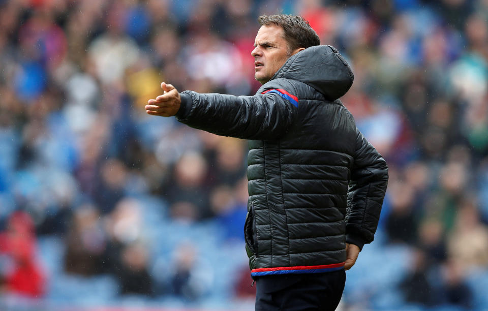 Soccer Football - Premier League - Burnley vs Crystal Palace - Burnley, Britain - September 10, 2017   Crystal Palace manager Frank De Boer   REUTERS/Andrew Yates    No use with unauthorized audio, video, data, fixture lists, club/league logos or "live" services. Online in-match use limited to 75 images, no video emulation. No use in betting, games or single club/league/player publications.  Please contact your account representative for further details.