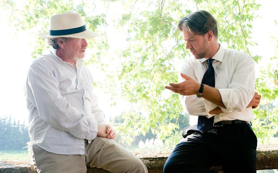 Ridley Scott and Russell Crowe on the Provence set of their 2006 film A Good Year