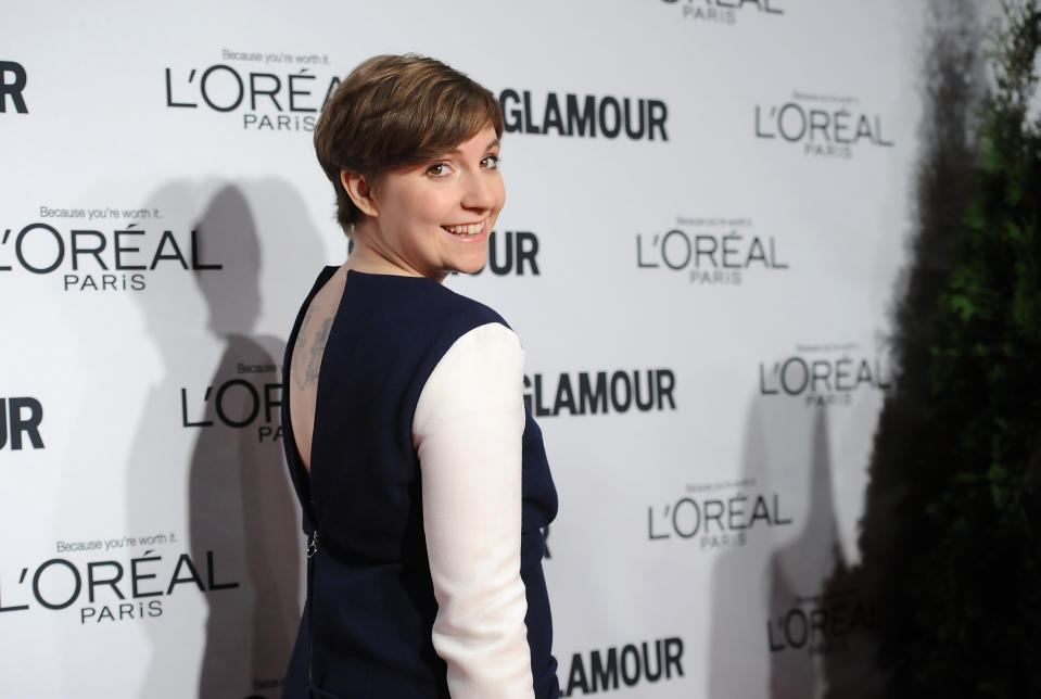 "The Voice of a Generation" award winner Lena Dunham attends Glamour Magazine's 22nd annual "Women of the Year Awards" at Carnegie Hall on Monday Nov. 12, 2012 in New York. (Photo by Evan Agostini/Invision/AP)