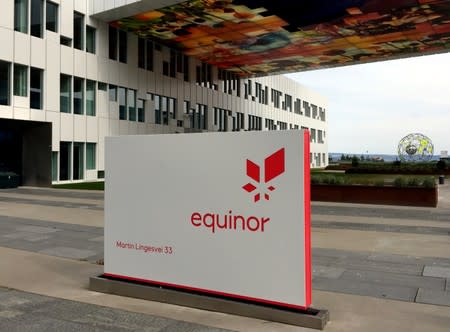 A logo of Equinor, formerly known as Statoil, is seen at the company's headquarters in Fornebu