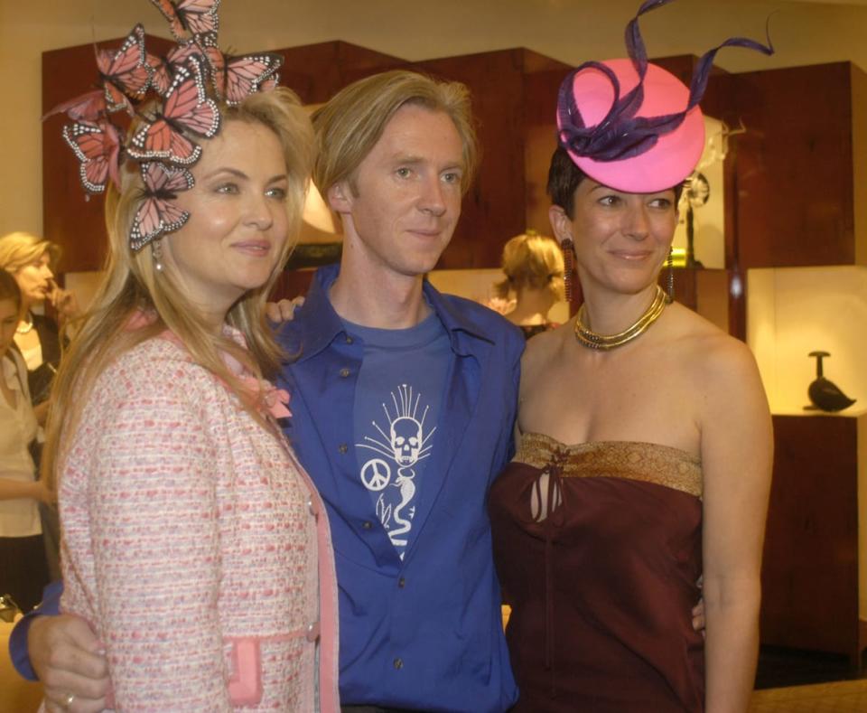 <div class="inline-image__title">1935446</div> <div class="inline-image__caption"><p>Cornelia Guest, Phillip Treacy and Ghisliane Maxwell pose for a picture as they attend a cocktail reception hosted by Cornelia Guest to honor Philip Treacy at the Bergdorf Goodman April 15, 2003 in New York City.</p></div> <div class="inline-image__credit">Myrna Suarez/Getty</div>