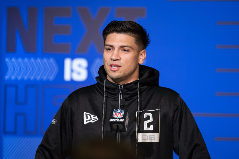 Mississippi QB Matt Corral is part of a 2022 NFL draft class of quarterbacks whose buzz is less than last year's class. (Photo by Zach Bolinger/Icon Sportswire via Getty Images)