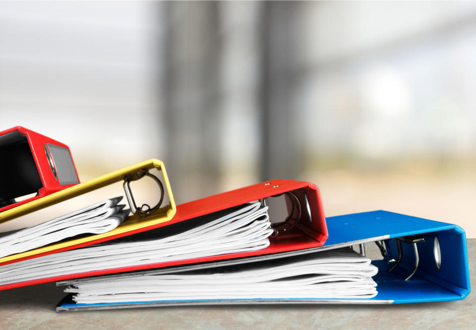 Binders on a table