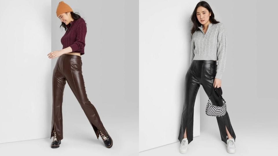 These glossy flared pants make a serious statement while feeling stretchy and soft against the skin.