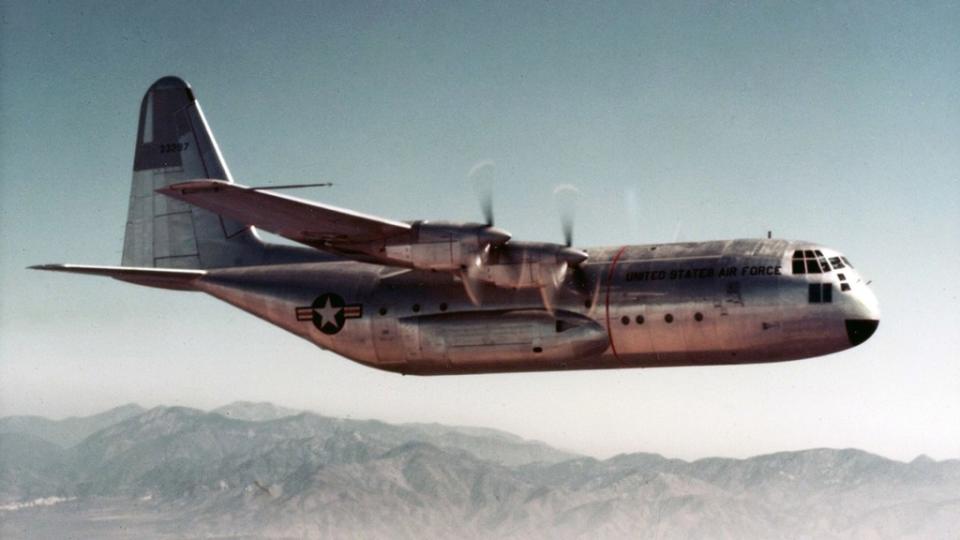 The second prototype YC-130 was the first Hercules to fly, taking to the air for the first time on August 23, 1954. <em>Lockheed Martin</em>