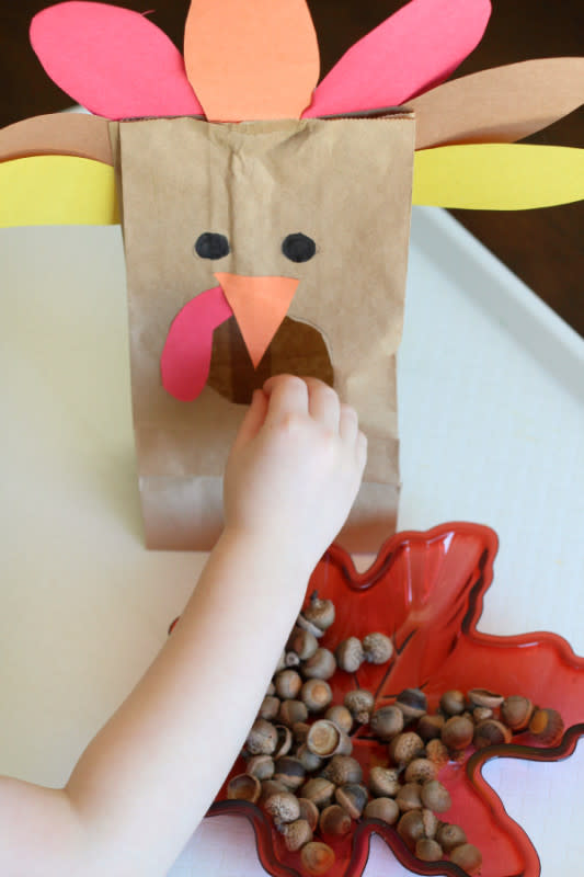 <p>Fun Learning For Kids</p><p>Little ones can practice counting by feeding a paper bag turkey acorns that they find outside! See how to make this holiday game at <a href="https://funlearningforkids.com/feed-the-turkey-counting-activity/" rel="nofollow noopener" target="_blank" data-ylk="slk:Fun Learning For Kids;elm:context_link;itc:0;sec:content-canvas" class="link rapid-noclick-resp"><em>Fun Learning For Kids</em></a>.</p><p><strong>Related: </strong><strong><a href="https://parade.com/1072705/jessicasager/thanksgiving-trivia/" rel="nofollow noopener" target="_blank" data-ylk="slk:Thanksgiving Trivia;elm:context_link;itc:0;sec:content-canvas" class="link rapid-noclick-resp">Thanksgiving Trivia</a></strong></p>