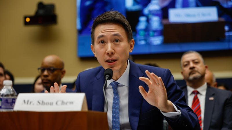 TikTok CEO Shou Zi Chew testifying before congress. 