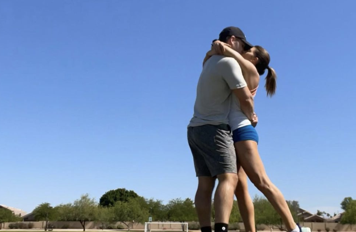 Danica Patrick and her boyfriend on the training field.