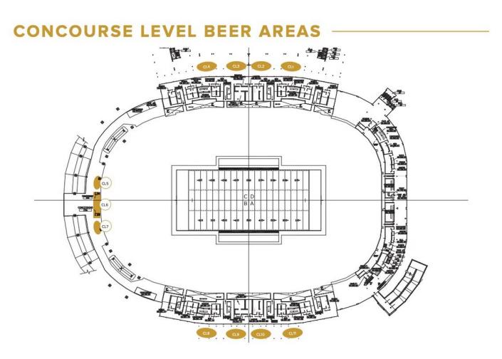 Beer stations will be placed throughout Beaver Stadium as part of Penn State’s plan to allow fans to purchase alcohol. Screenshot/Penn State presentation