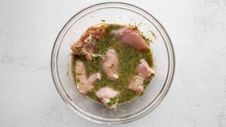 raw chicken in marinade