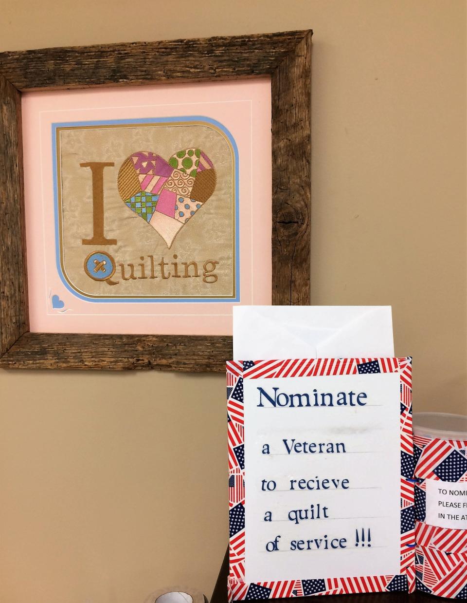 Veterans are nominated to receive a lap-sized Quilt of Valor that is then completed by a House Mountain Quilt Guild member.