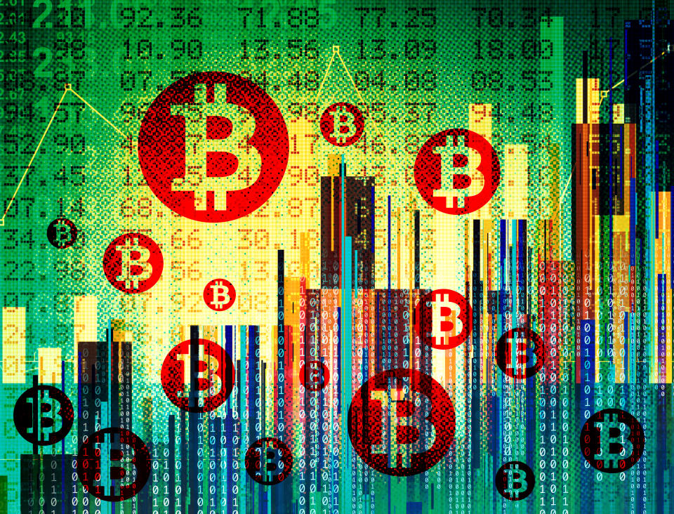 Bitcoin exchange rate graphic illustration
