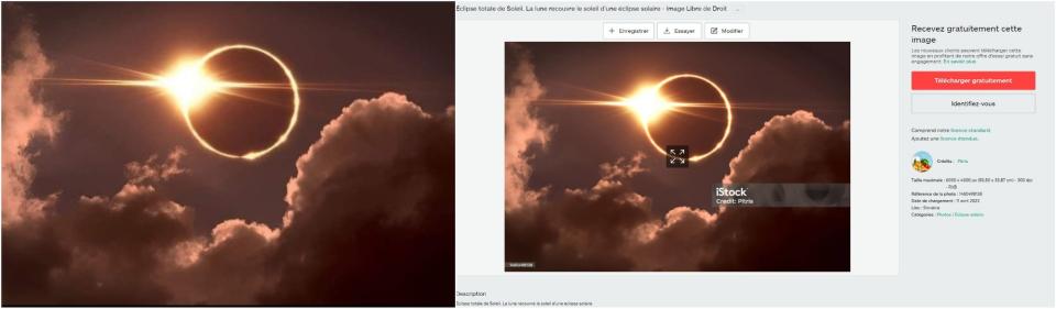 <span>Screenshot comparison of the image in the false post (left) and the image on iStock (right)</span>