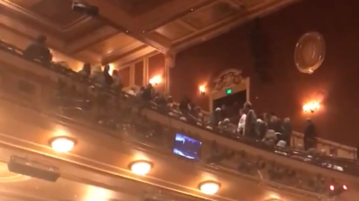 A man yelled “Heil Hitler, Heil Trump” during the intermission of the musical. (Source: Twitter)