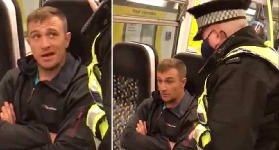 The encounter took place on a Merseyrail train, the BTP said. (Video posted by @StopComplying)