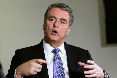 World Trade Organization (WTO) Director-General Roberto Azevedo attends an interview with Reuters at the premises of the Senate in Mexico City, Mexico April 4, 2019. REUTERS/Luis Cortes