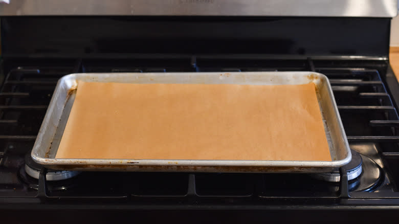 baking sheet lined with parchment