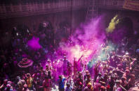 Holi festival in Vrindavan by Madhusudanan Parthasarathy<br><br>Banke Bihari Temple, Vrindavan, India. Holi is a spring Festival also known as festival of colors. Holi is an important festival to Hindus. It is celebrated at the end of the winter season on the last full moon day of the lunar month Phalguna which usually falls in March, sometimes in late February. By: Madhusudanan Parthasarathy