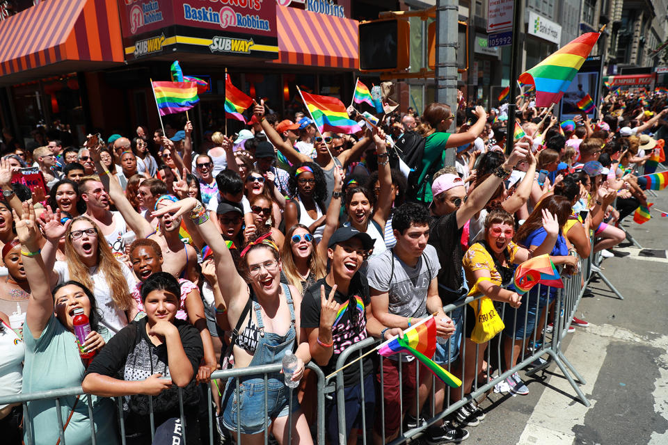 <p>Revelers cheer during the N.Y.C. Pride Parade in New York on June 25, 2017. (Photo: Gordon Donovan/Yahoo News) </p>