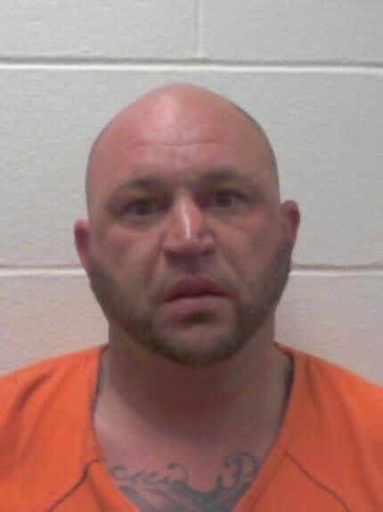 This photo provided by Maine's Auburn Police Department on Saturday, April 29, 2023, shows Jeremy Mercier, who was arrested after employees of a Maine restaurant opened a large wooden crate that they thought was a shipment of mugs, but turned out to contain 14 kilograms (31 pounds) of the synthetic opioid fentanyl. Mercier showed up looking for the crate and was arrested, police said. (Auburn Police Department via AP)