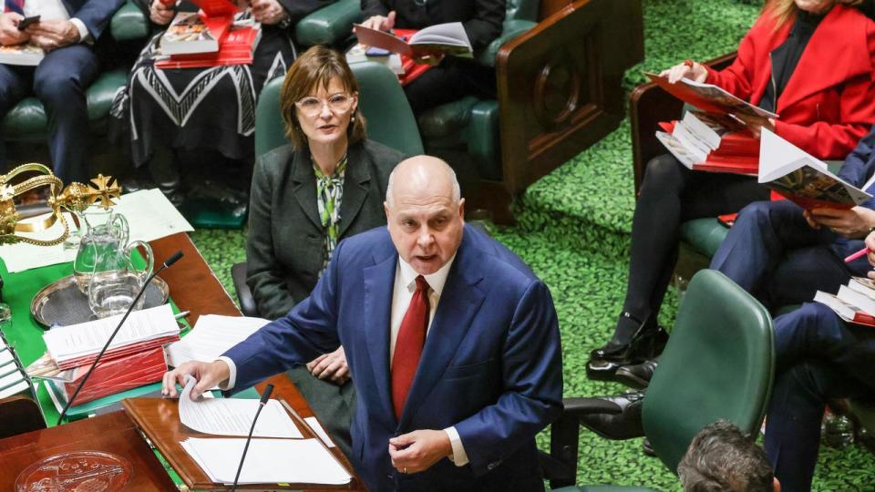 MELBOURNE, AUSTRALIA- NewsWire Photos MAY 23, 2023: The Victorian Treasurer Tim Pallas hands down the state budget in Parliament House. Picture: NCA NewsWire / Ian Currie