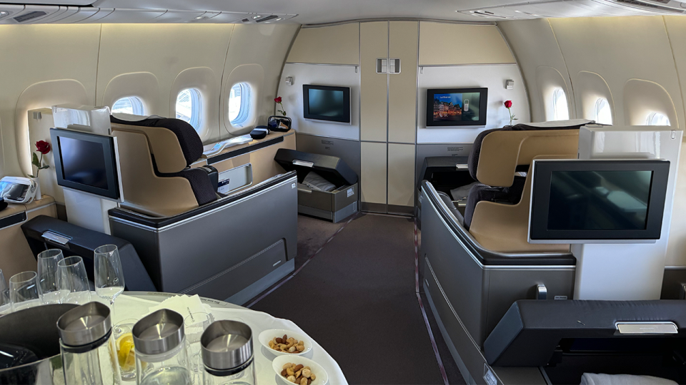 Lufthansa first class on a Boeing 747-8. - Kyle Olsen/CNN Underscored